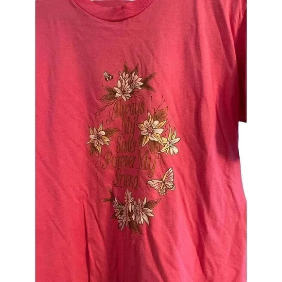 NO SIZE SHIRT WITH FLOWERS AND SAYING ALWAYS MY SISTER FOREVER MY FRIEND - Picture 2 of 3